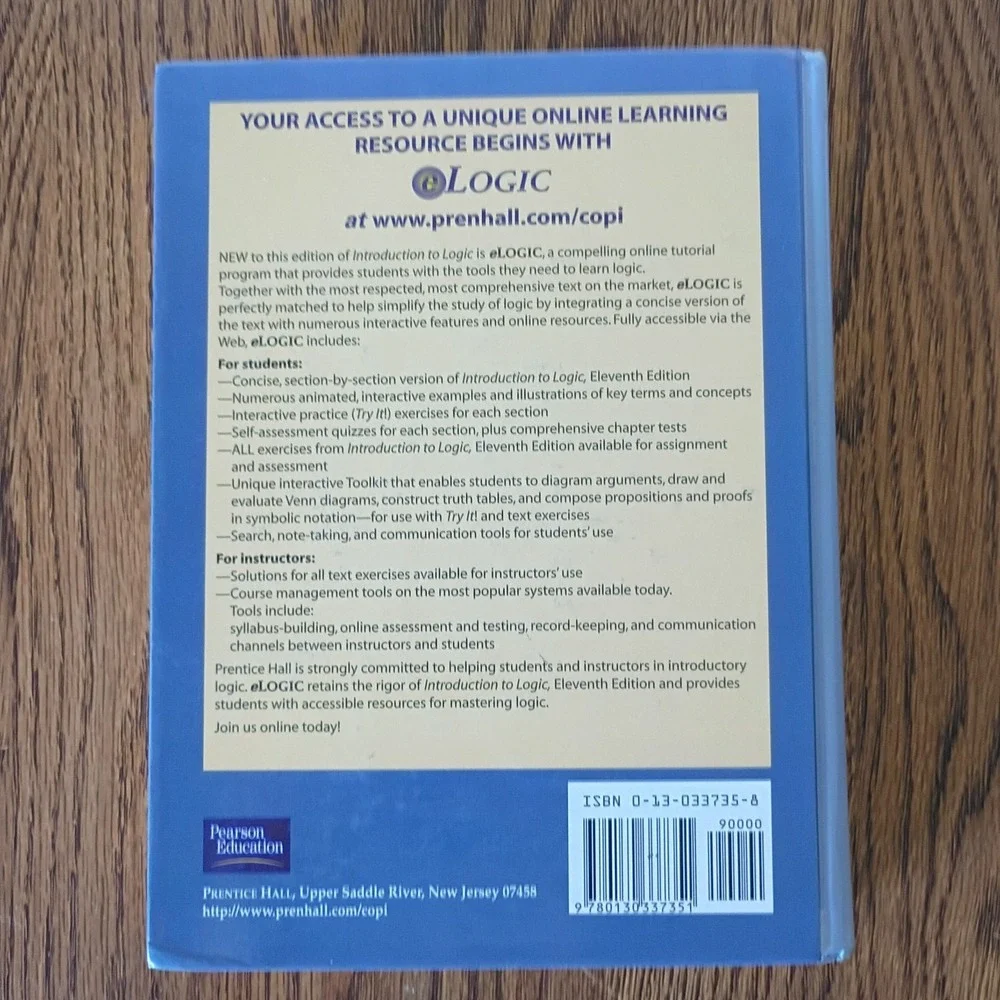 Introduction To Logic 11th Edition Hardcover by Irving M. Copi and Carl Cohen